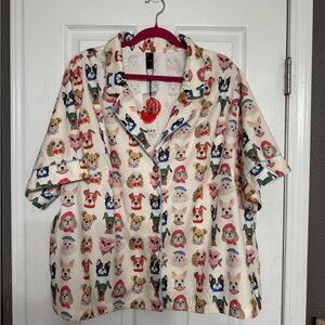 Cider Multicolor Graphic Dog Print PJ Style Top 3XL